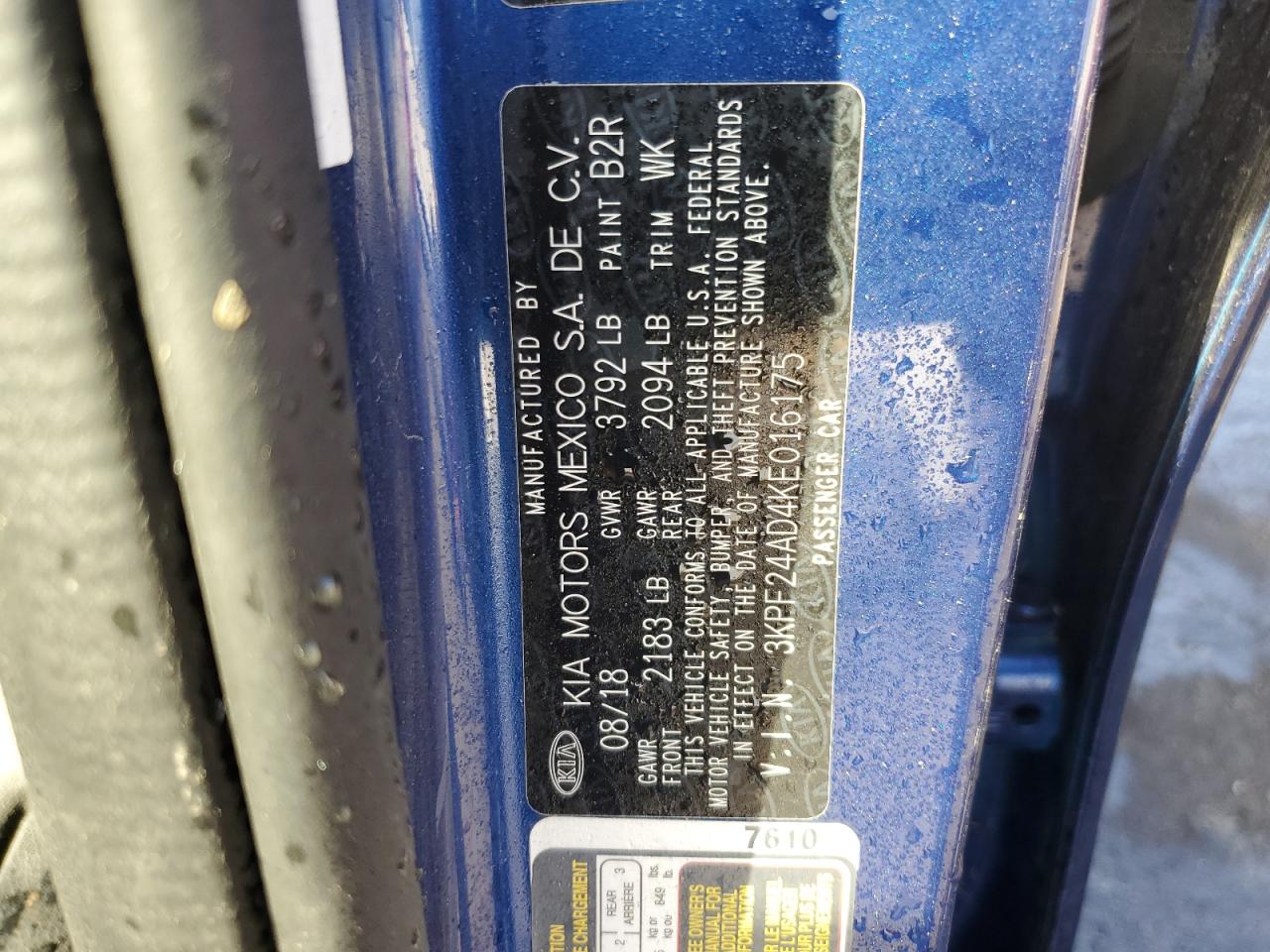 2019 Kia Forte Fe VIN: 3KPF24AD4KE016175 Lot: 80438235