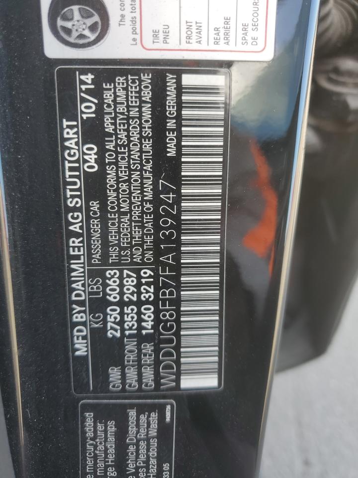 2015 Mercedes-Benz S 550 4Matic VIN: WDDUG8FB7FA139247 Lot: 87022005