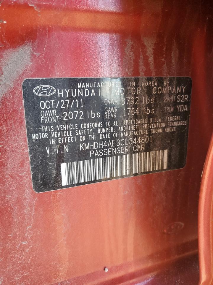 2012 Hyundai Elantra Gls VIN: KMHDH4AE3CU344801 Lot: 85105085