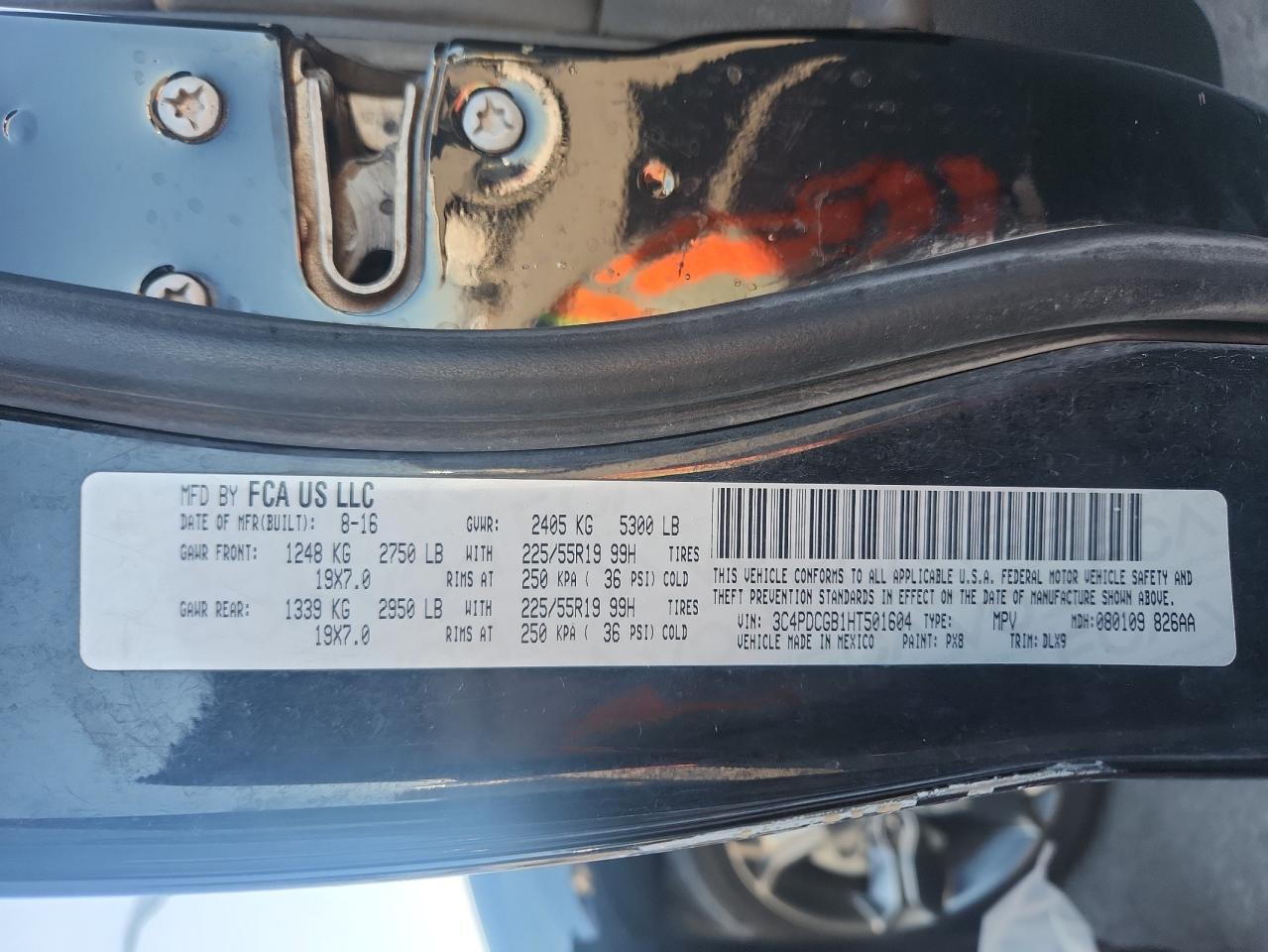 2017 Dodge Journey Crossroad VIN: 3C4PDCGB1HT501604 Lot: 87420595