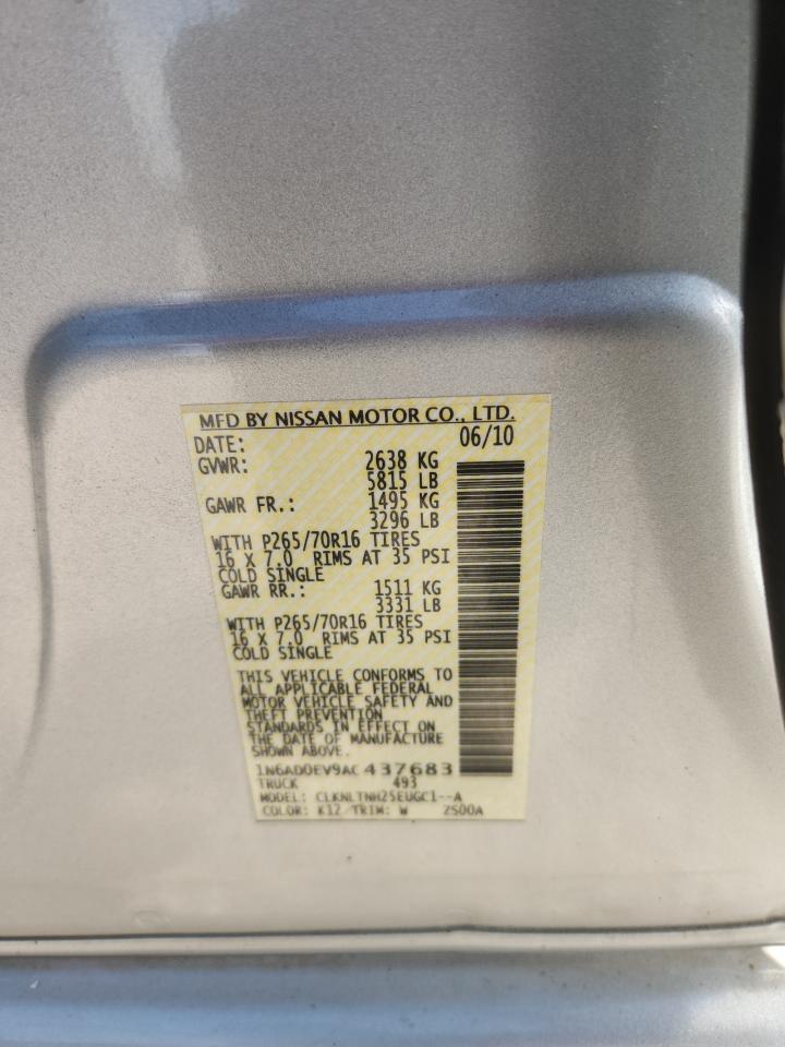 2010 Nissan Frontier Crew Cab Se VIN: 1N6AD0EV9AC437683 Lot: 89559215