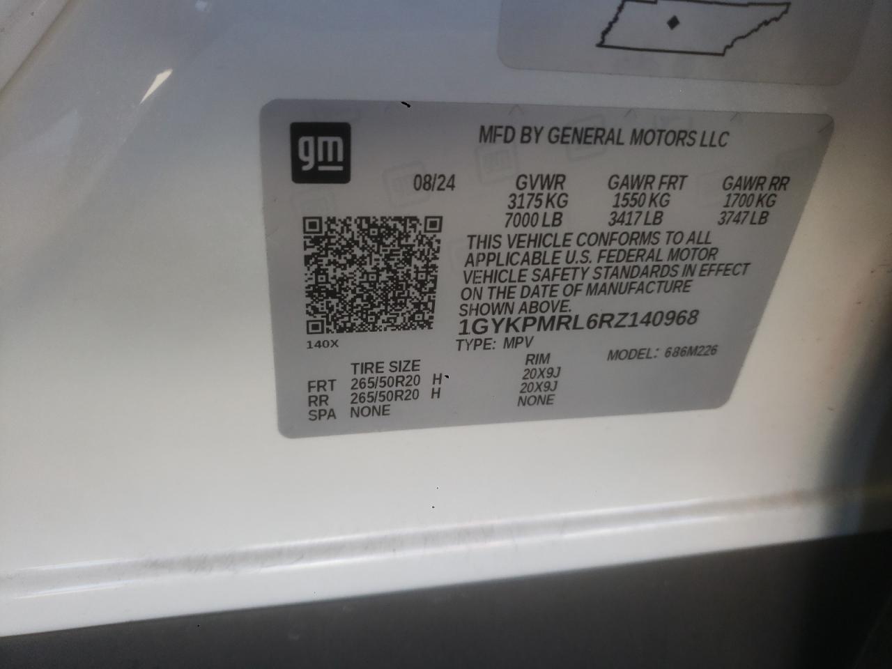 2024 Cadillac Lyriq Tech VIN: 1GYKPMRL6RZ140968 Lot: 90274075