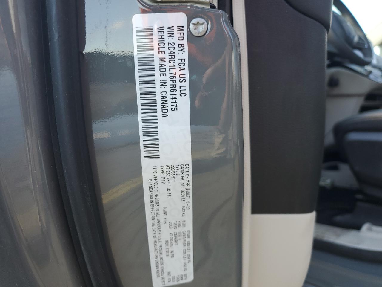 2023 Chrysler Pacifica Hybrid Touring L VIN: 2C4RC1L76PR614175 Lot: 87386235