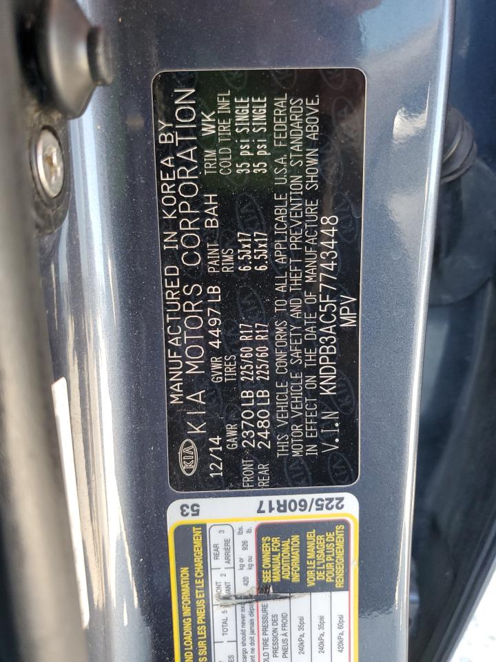 2015 Kia Sportage Lx VIN: KNDPB3AC5F7743448 Lot: 86843095