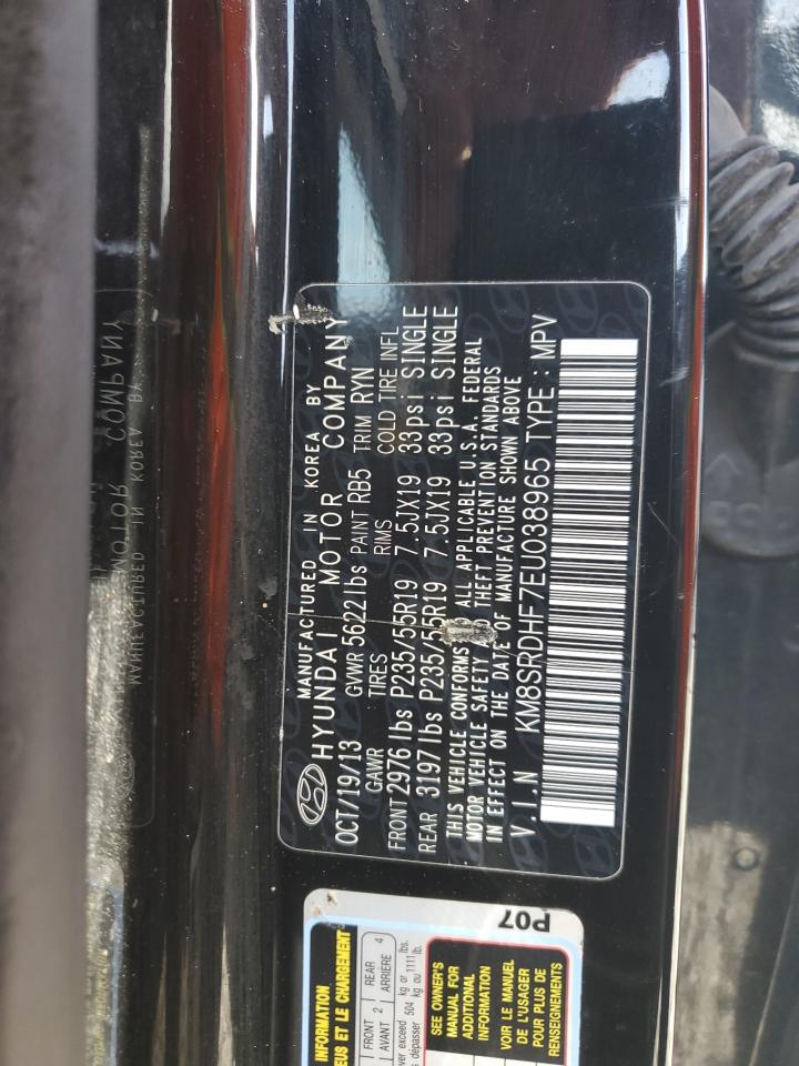 2014 Hyundai Santa Fe Gls VIN: KM8SRDHF7EU038965 Lot: 82005165