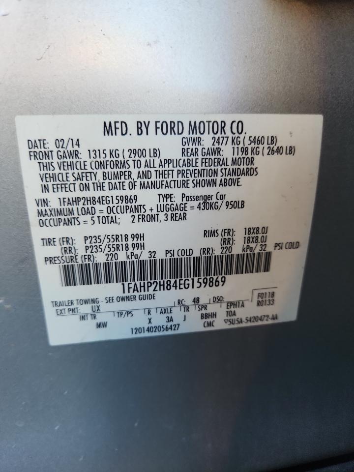 2014 Ford Taurus Sel VIN: 1FAHP2H84EG159869 Lot: 86853795