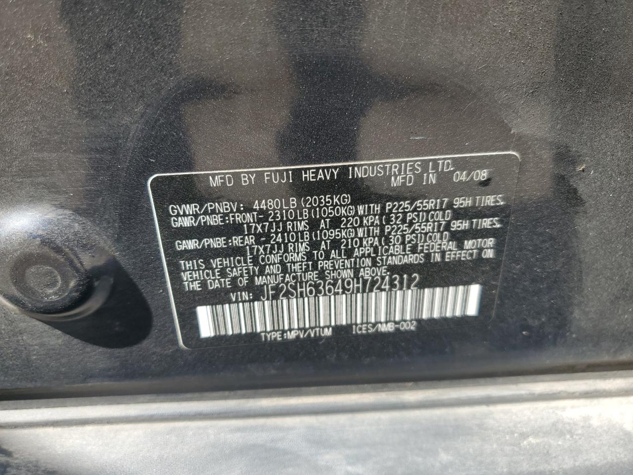 2009 Subaru Forester 2.5X Premium VIN: JF2SH63649H724312 Lot: 82261655