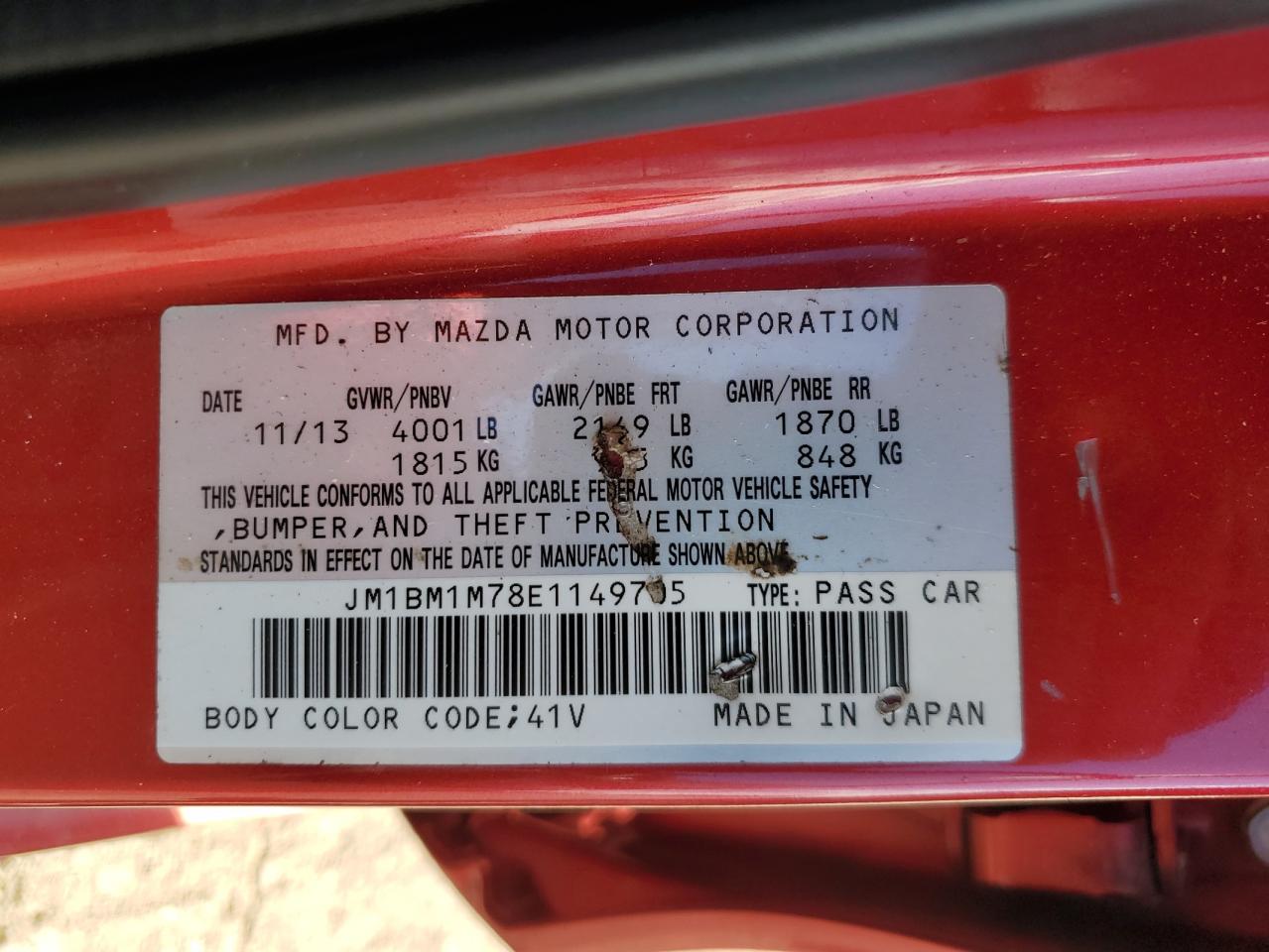 2014 Mazda 3 Grand Touring VIN: JM1BM1M78E1149705 Lot: 84904235