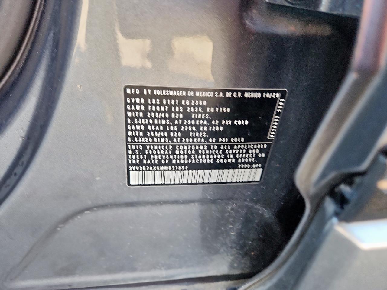 2021 Volkswagen Tiguan Se VIN: 3VV3B7AX6MM031897 Lot: 84965135