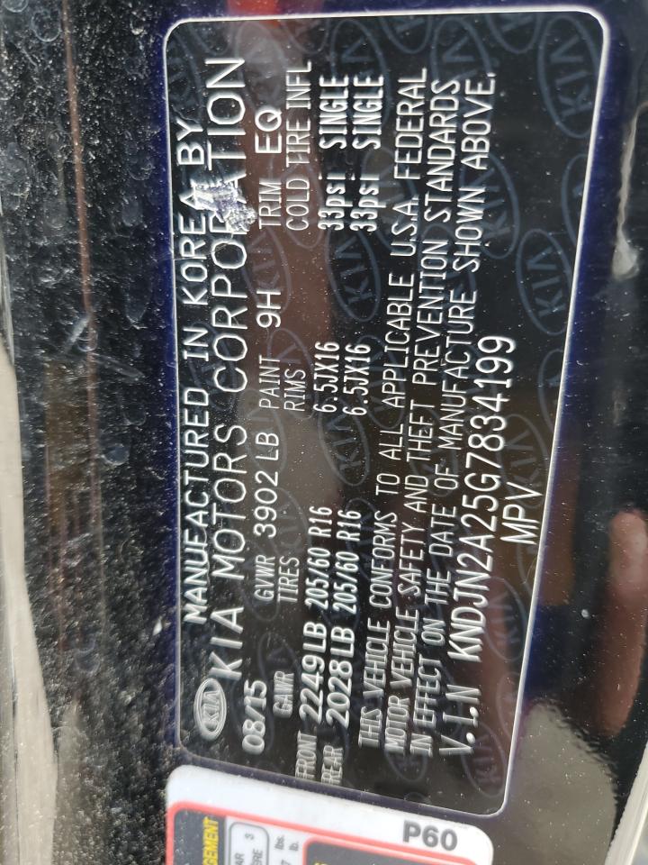 2016 Kia Soul VIN: KNDJN2A25G7834199 Lot: 85257595