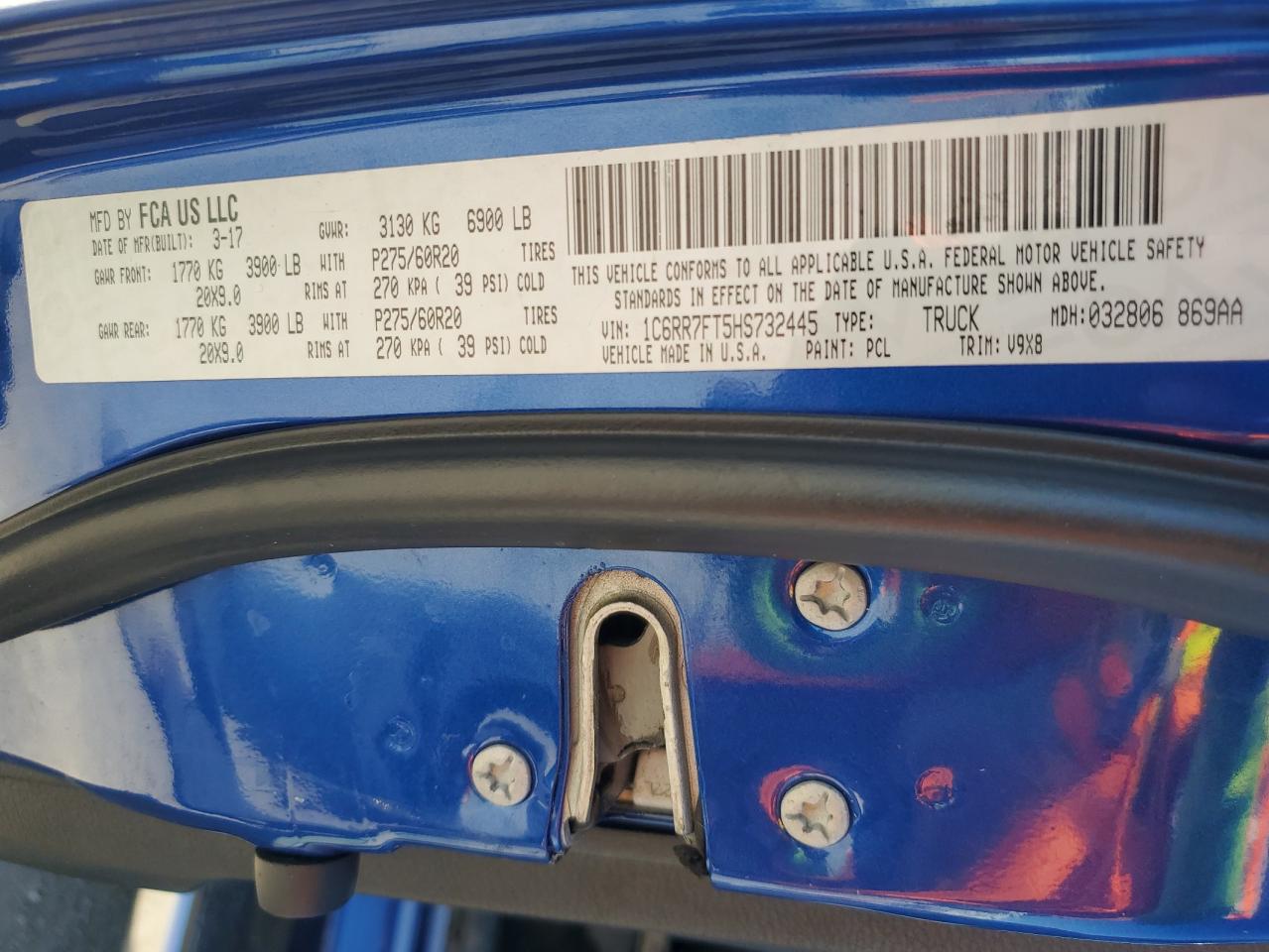 2017 Ram 1500 St VIN: 1C6RR7FT5HS732445 Lot: 87443265