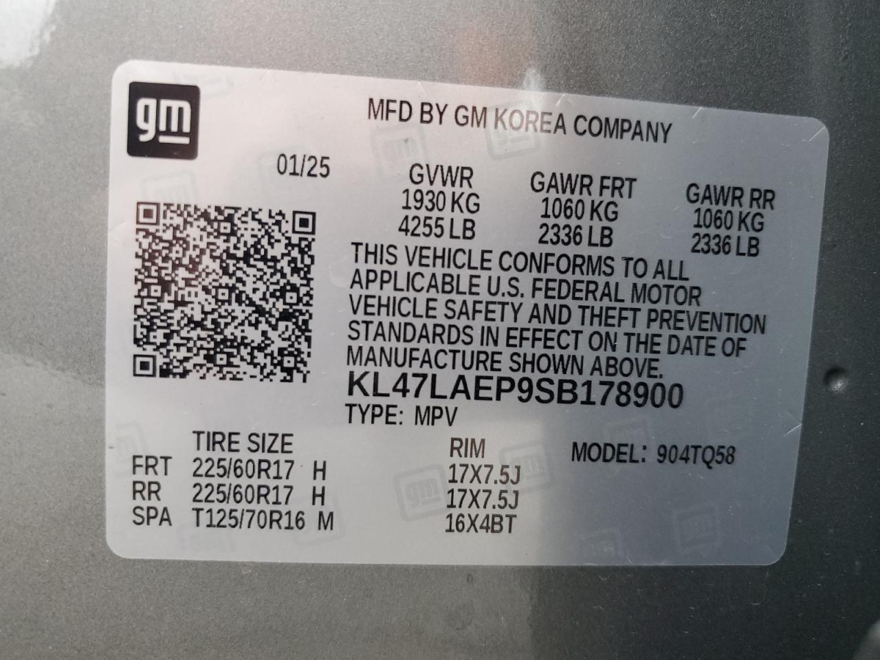 2025 Buick Envista Preferred VIN: KL47LAEP9SB178900 Lot: 85957585