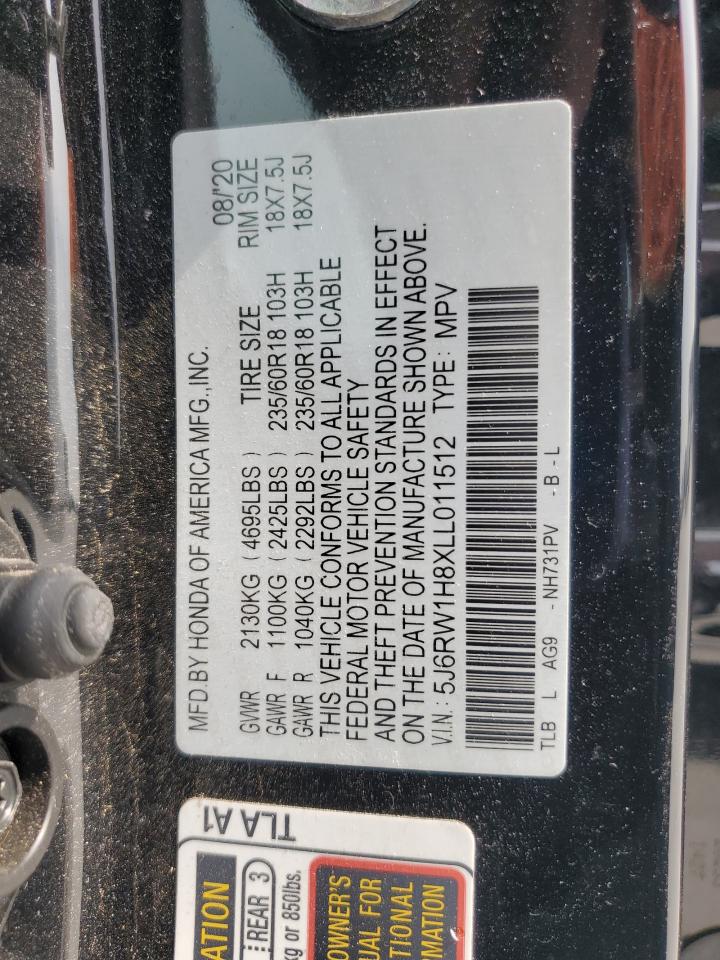 2020 Honda Cr-V Exl VIN: 5J6RW1H8XLL011512 Lot: 89864925