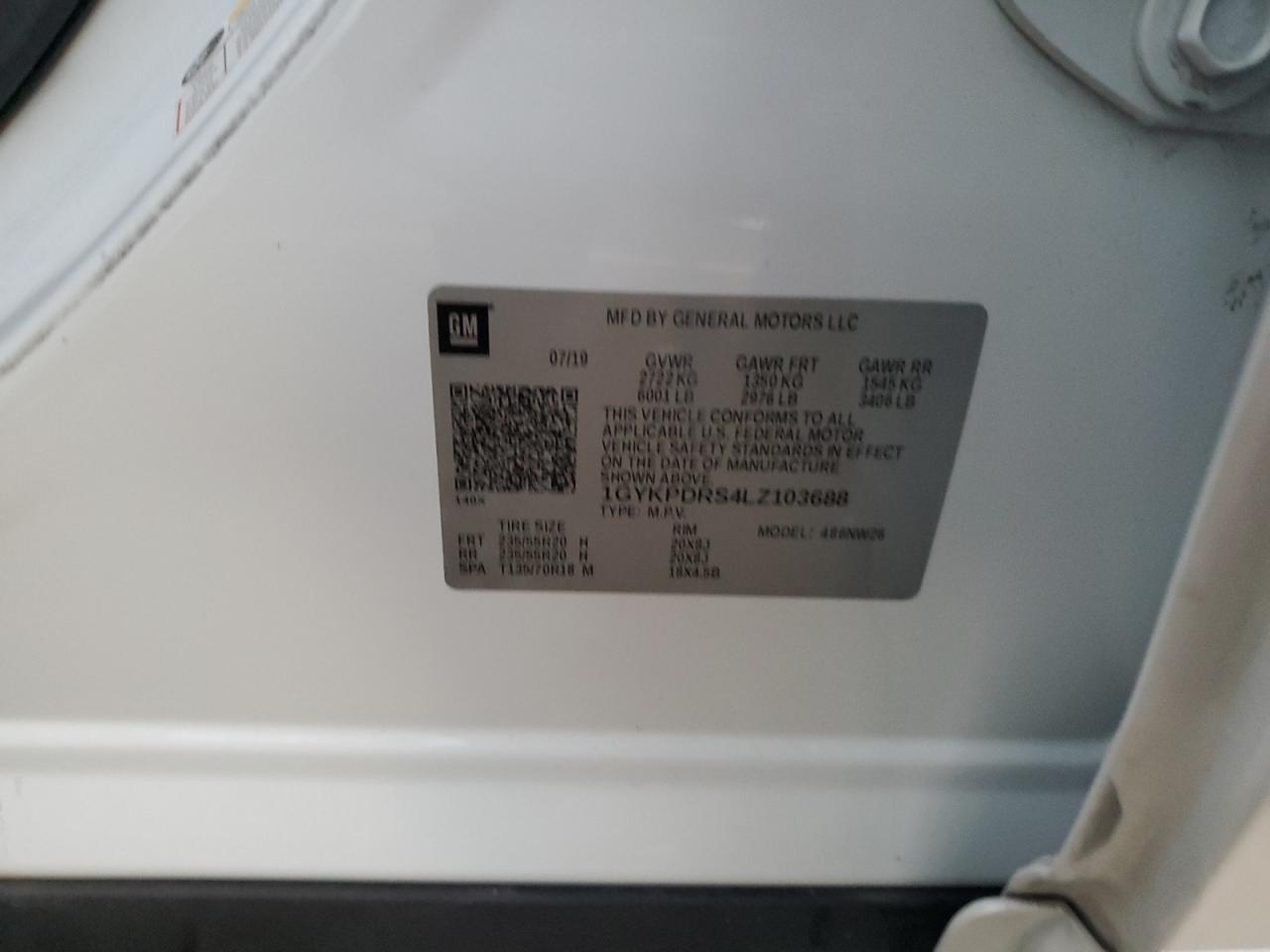 2020 Cadillac Xt6 Premium Luxury VIN: 1GYKPDRS4LZ103688 Lot: 84065655