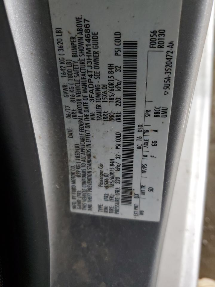 2017 Ford Fiesta S VIN: 3FADP4TJ3HM146867 Lot: 85107525