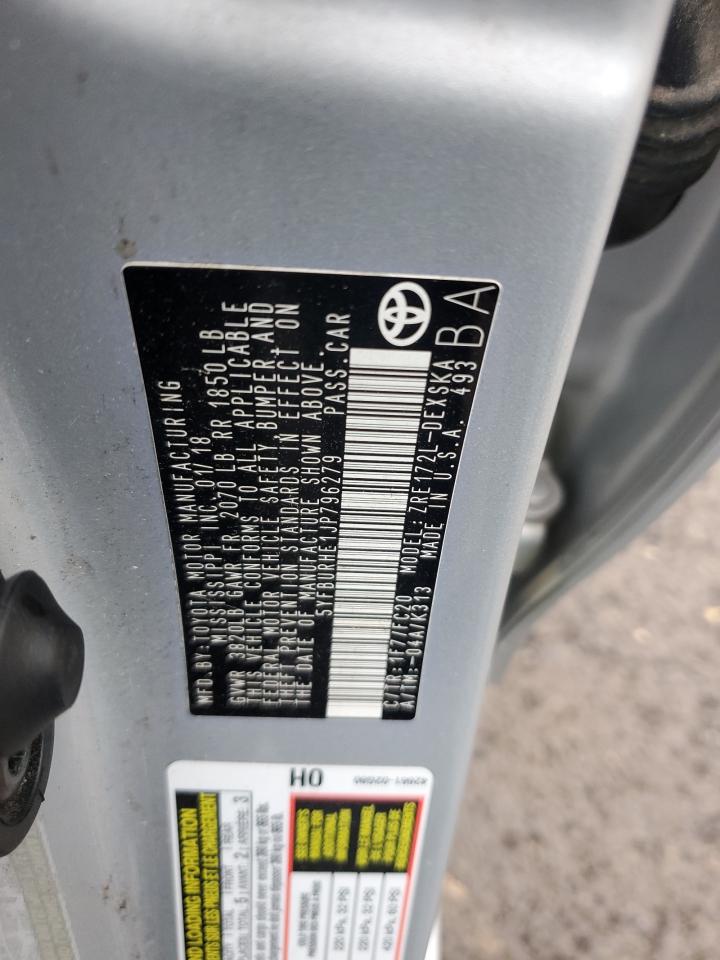 2018 Toyota Corolla L VIN: 5YFBURHE1JP796279 Lot: 82394185