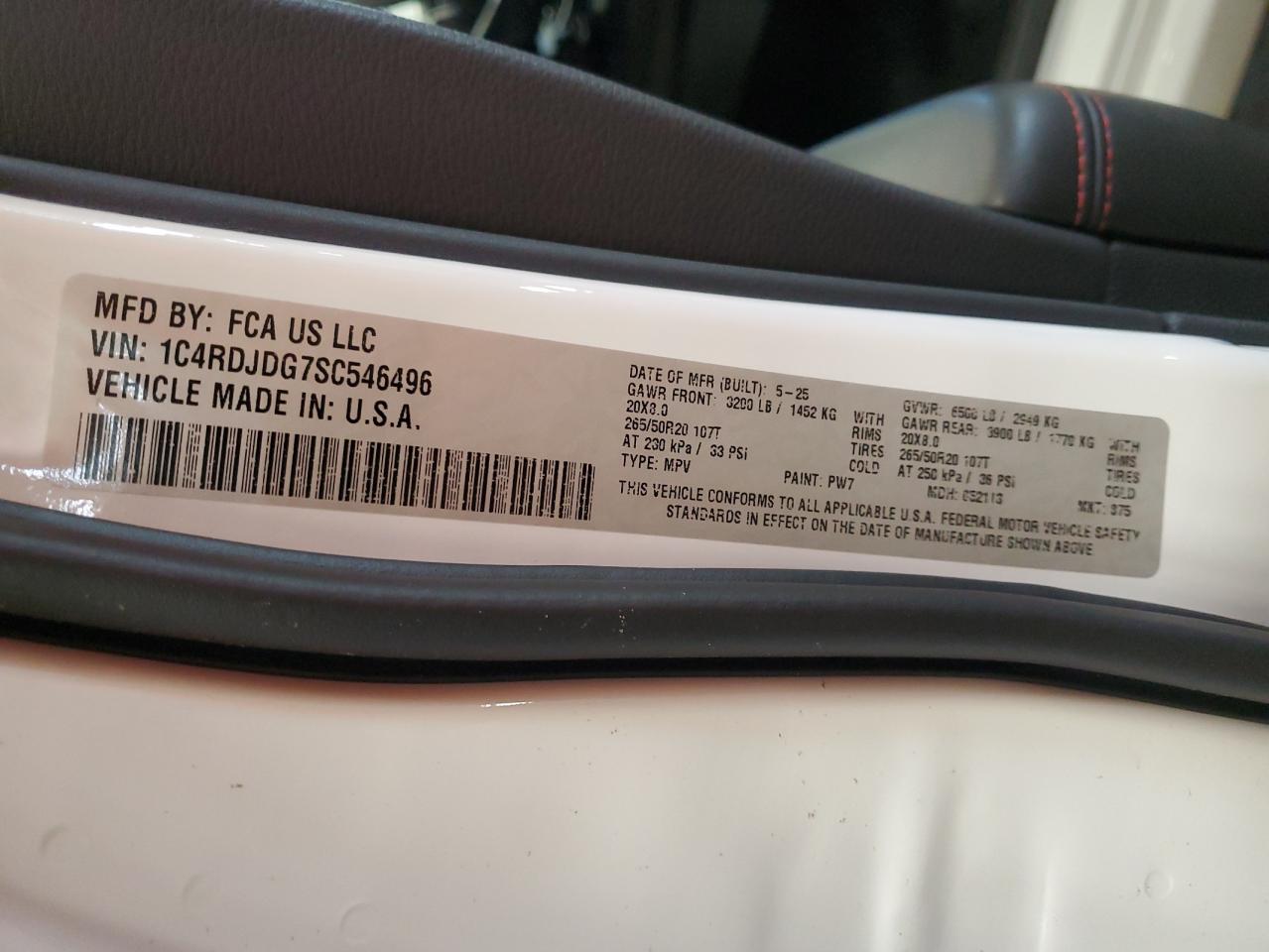 2025 Dodge Durango Gt VIN: 1C4RDJDG7SC546496 Lot: 85518615