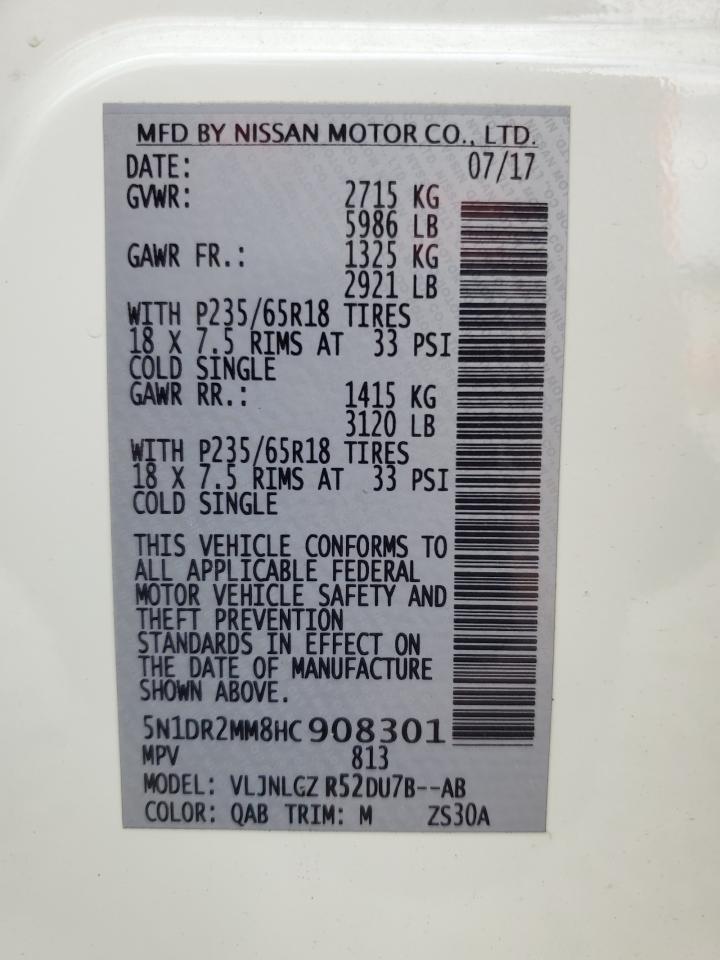 2017 Nissan Pathfinder S VIN: 5N1DR2MM8HC908301 Lot: 86287795