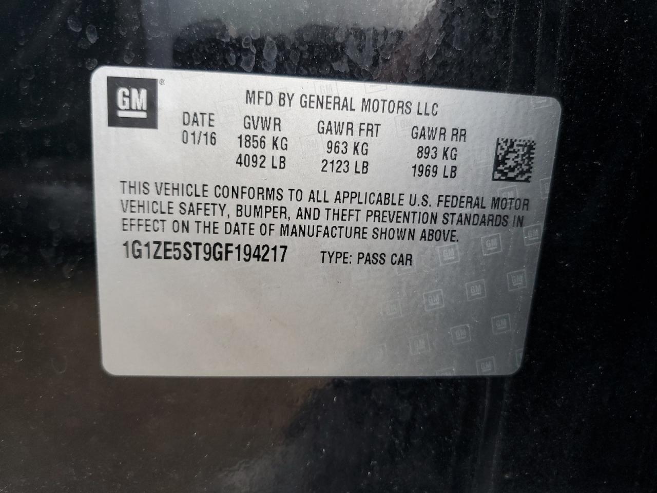 2016 Chevrolet Malibu Lt VIN: 1G1ZE5ST9GF194217 Lot: 82343505
