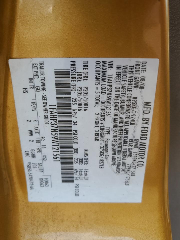 2009 Ford Focus Sel VIN: 1FAHP37N59W121561 Lot: 82239045