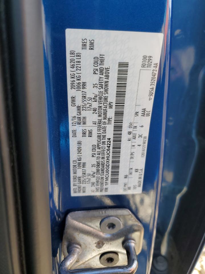 2017 Ford Escape Se VIN: 1FMCU0GDXHUC64224 Lot: 89643595