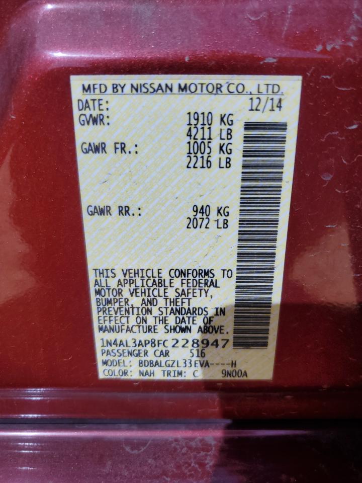 2015 Nissan Altima 2.5 VIN: 1N4AL3AP8FC228947 Lot: 82575895