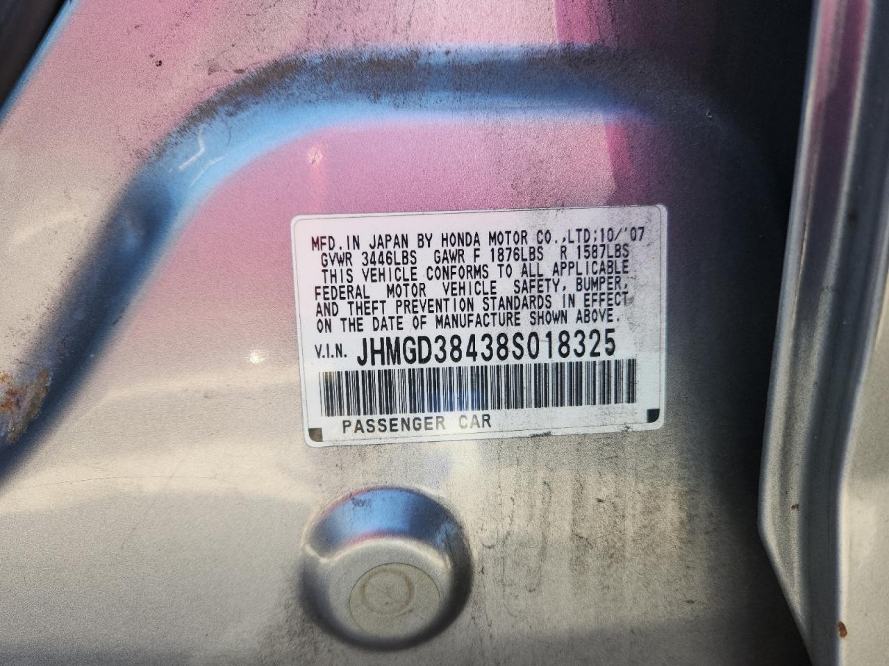 2008 Honda Fit VIN: JHMGD38438S018325 Lot: 81965265