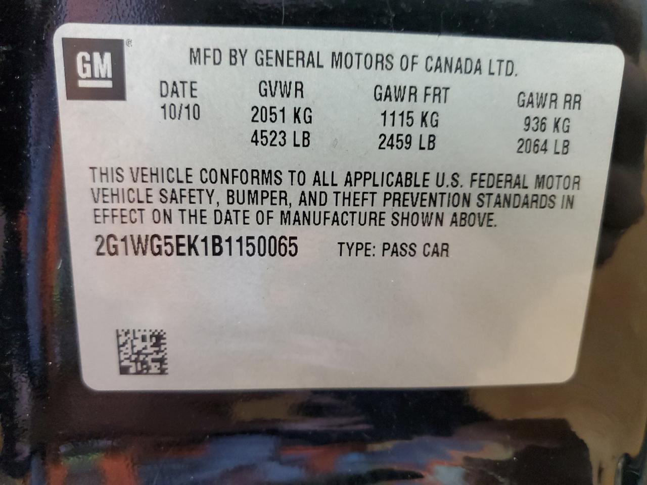 2011 Chevrolet Impala Lt VIN: 2G1WG5EK1B1150065 Lot: 82006885