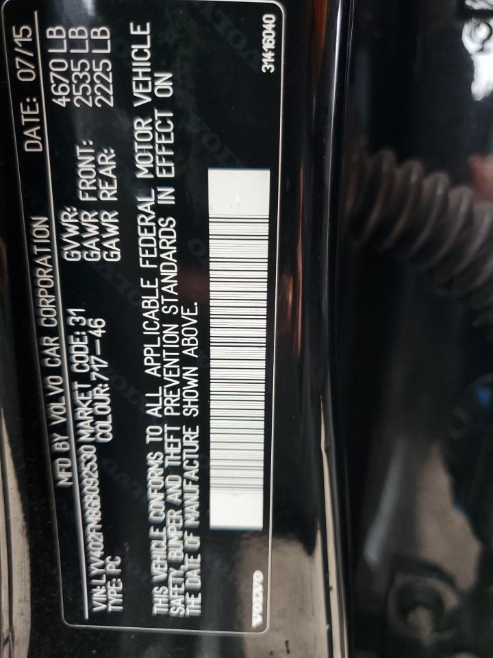 2016 Volvo S60 Platinum VIN: LYV402FM8GB092530 Lot: 86068235