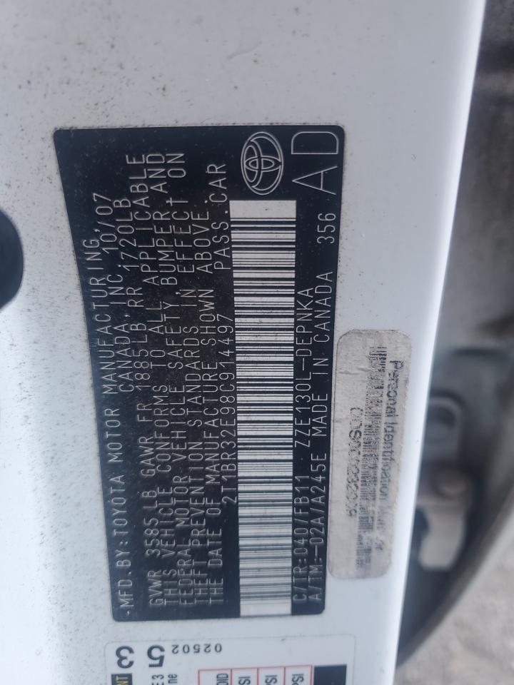 2008 Toyota Corolla Ce VIN: 2T1BR32E98C914497 Lot: 86227945