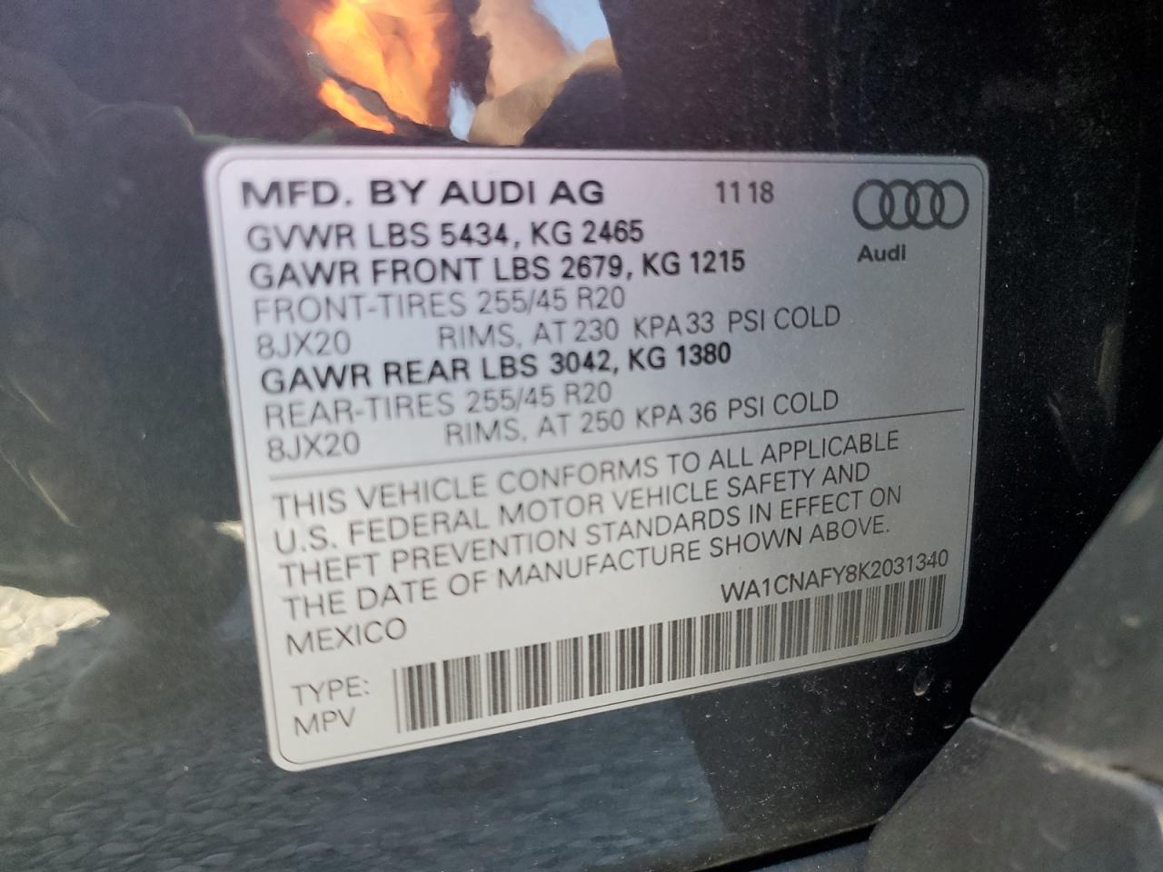 2019 Audi Q5 Prestige VIN: WA1CNAFY8K2031340 Lot: 89707745