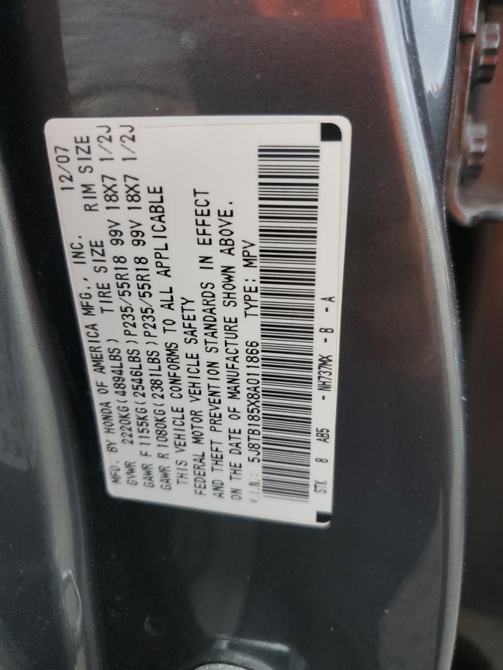 2008 Acura Rdx Technology VIN: 5J8TB185X8A011866 Lot: 71829245