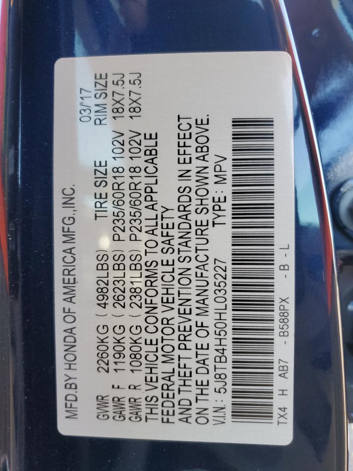 2017 Acura Rdx Technology VIN: 5J8TB4H50HL035227 Lot: 86711095