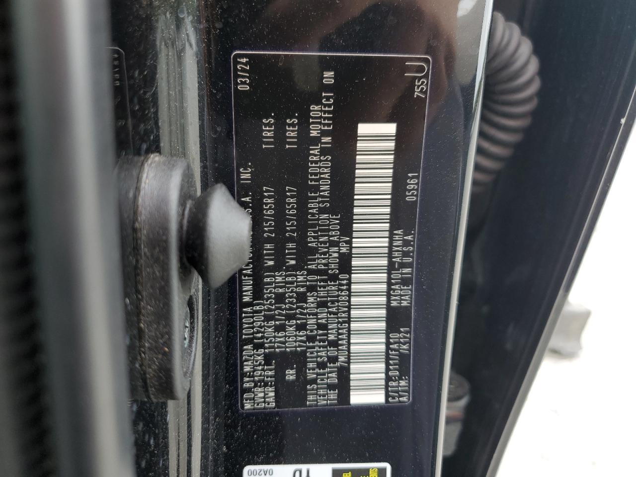 2024 Toyota Corolla Cross L VIN: 7MUAAAAG1RV086440 Lot: 81976445