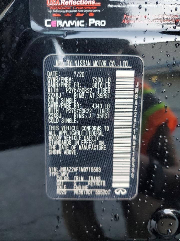 2021 Infiniti Qx80 Luxe VIN: JN8AZ2AF1M9715593 Lot: 85349035