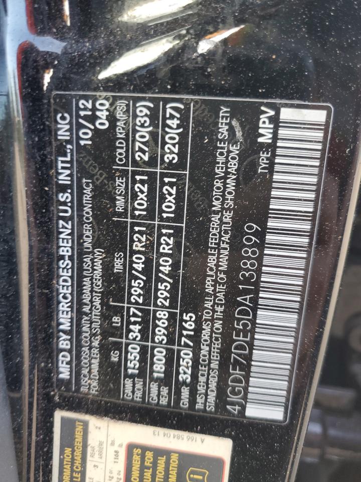 2013 Mercedes-Benz Gl 550 4Matic VIN: 4JGDF7DE5DA138899 Lot: 85166515