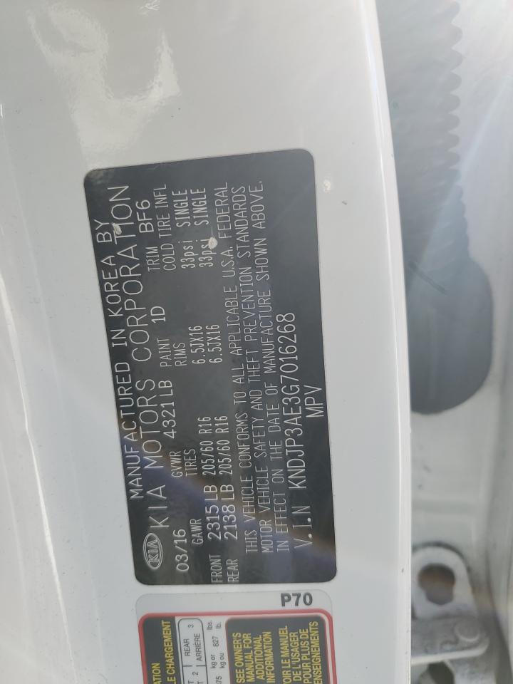 2016 Kia Soul Ev VIN: KNDJP3AE3G7016268 Lot: 85783225