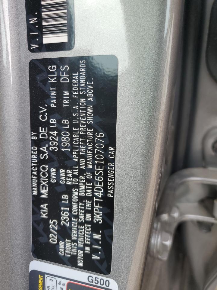 2025 Kia K4 Lx VIN: 3KPFT4DE6SE107076 Lot: 85117125