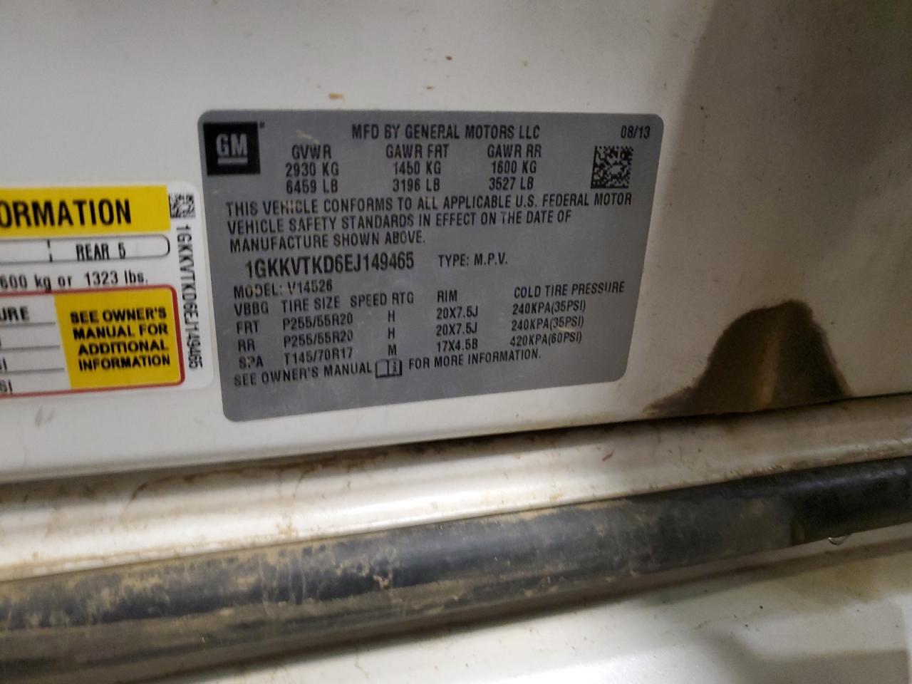 2014 GMC Acadia Denali VIN: 1GKKVTKD6EJ149465 Lot: 82563135