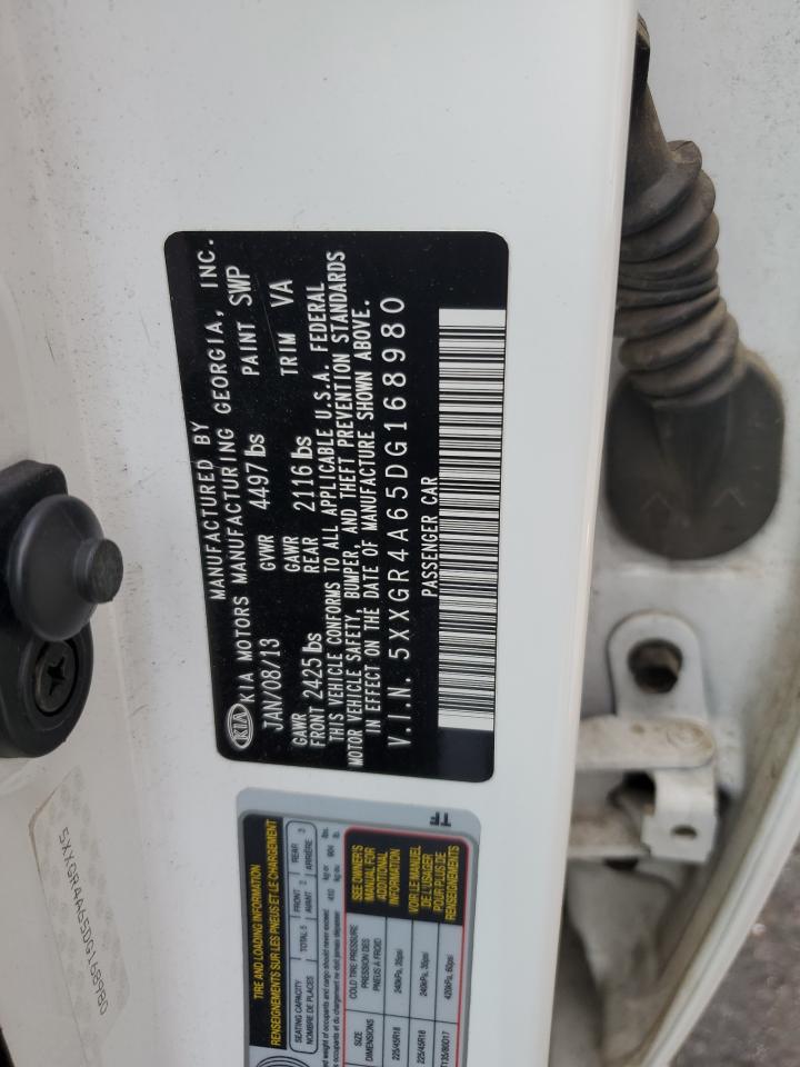 2013 Kia Optima Sx VIN: 5XXGR4A65DG168980 Lot: 85832825