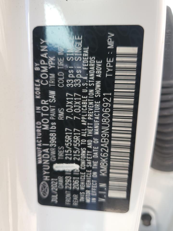 2022 Hyundai Kona Sel VIN: KM8K62AB9NU806921 Lot: 82198785