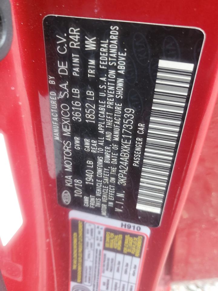 2019 Kia Rio S VIN: 3KPA24ABXKE173539 Lot: 90434455