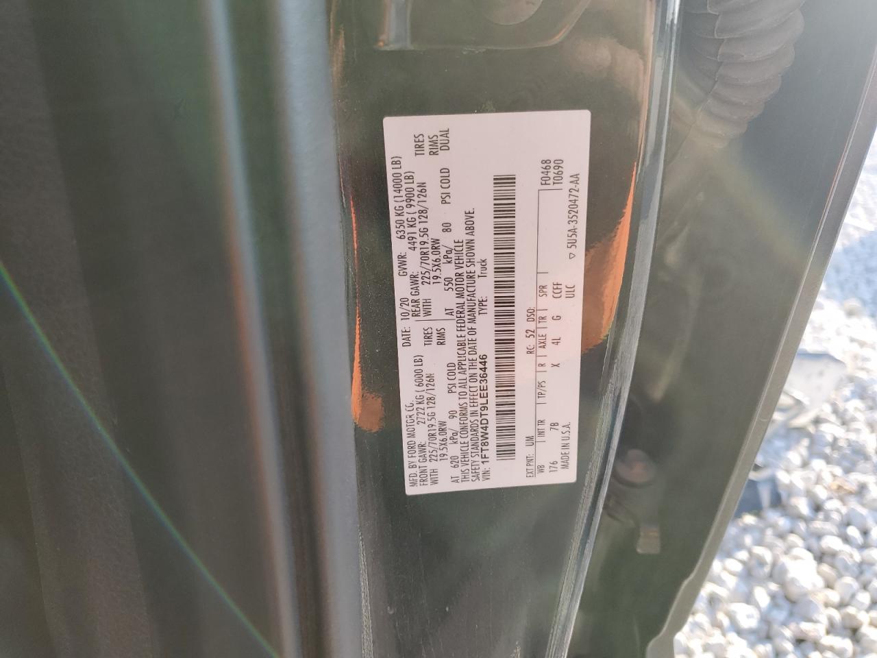 2020 Ford F450 Super Duty VIN: 1FT8W4DT9LEE36446 Lot: 86631035