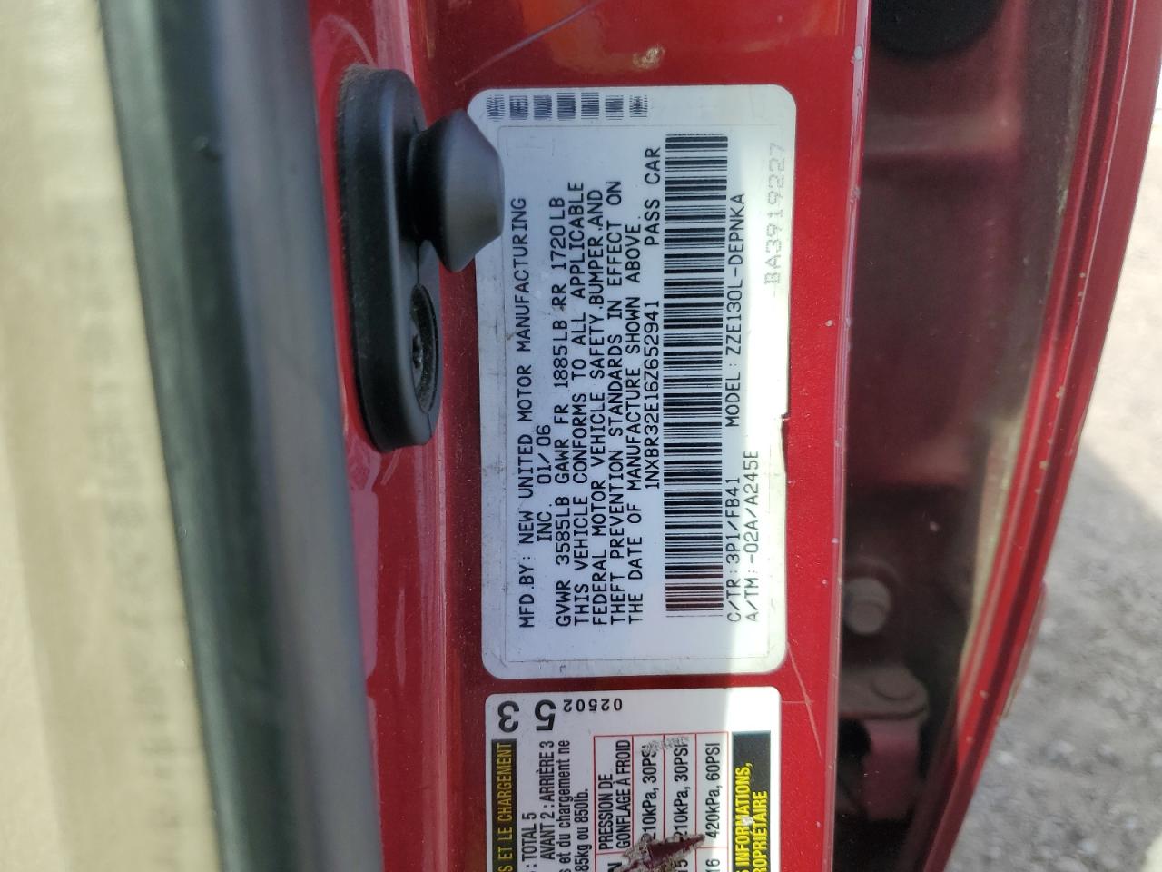 2006 Toyota Corolla Ce VIN: 1NXBR32E16Z652941 Lot: 82337445