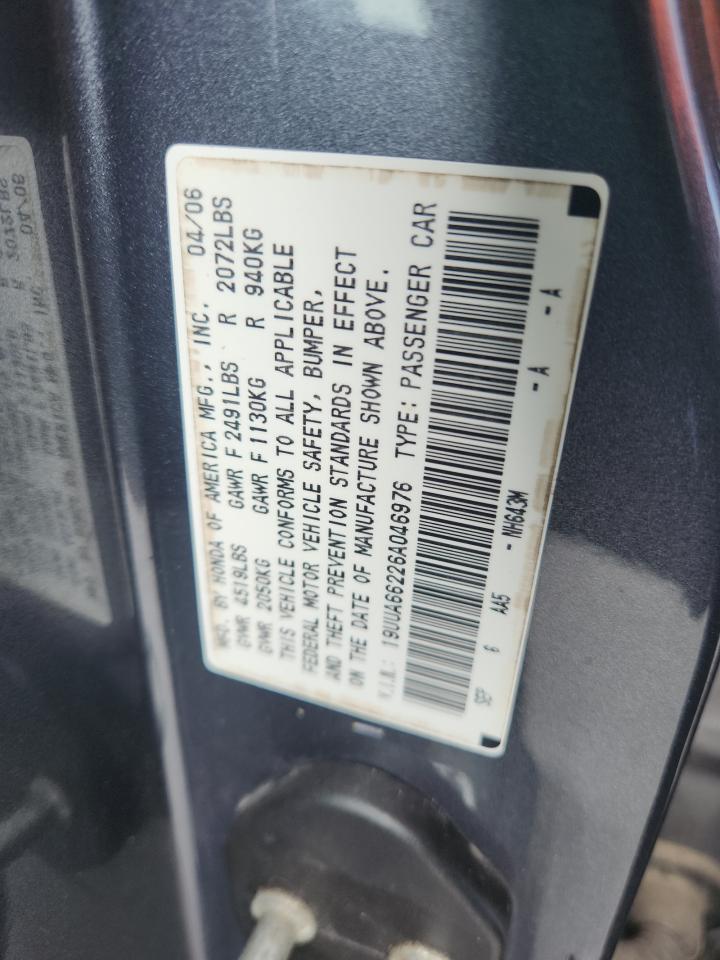 2006 Acura 3.2Tl VIN: 19UUA66226A046976 Lot: 85292815