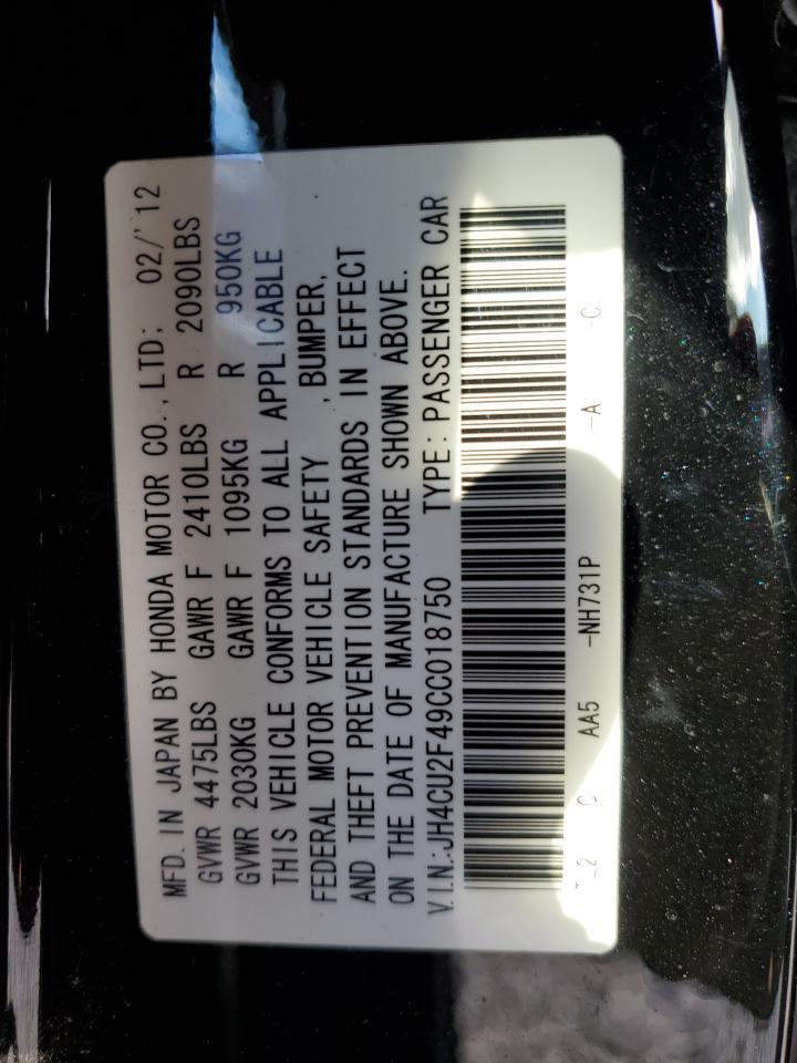 2012 Acura Tsx VIN: JH4CU2F49CC018750 Lot: 89469285