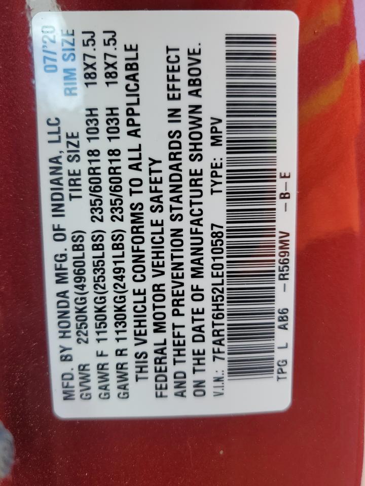 2020 Honda Cr-V Ex VIN: 7FART6H52LE010587 Lot: 86773915