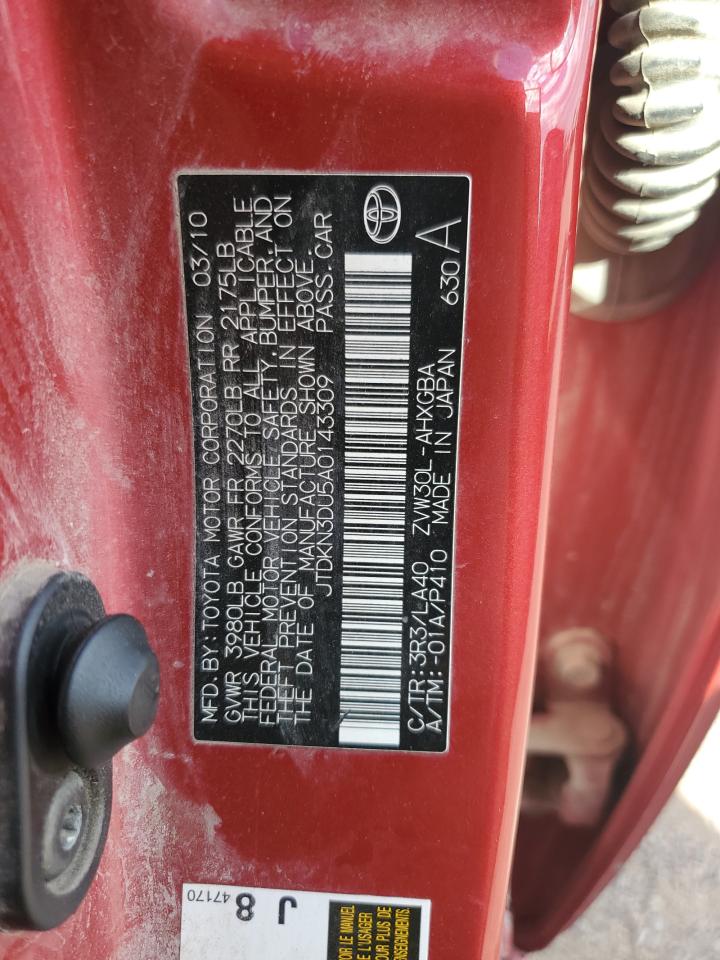 2010 Toyota Prius VIN: JTDKN3DU5A0143309 Lot: 84297395