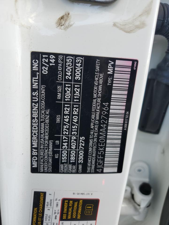 2021 Mercedes-Benz Gls 450 4Matic VIN: 4JGFF5KE0MA427964 Lot: 82211215