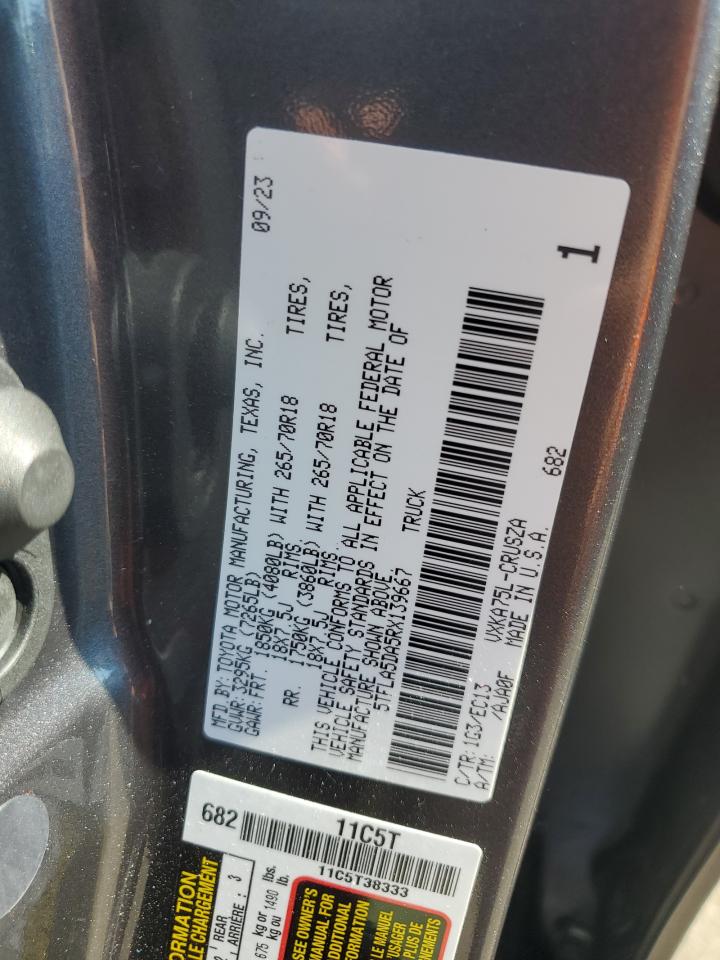 2024 Toyota Tundra Double Cab Sr VIN: 5TFLA5DA5RX139667 Lot: 84634965